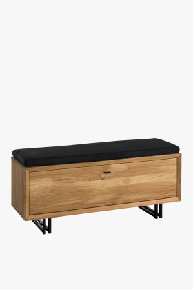 Tölgy ülőpárnás cipőtartó sötétszürke párnával, 125 cm széles